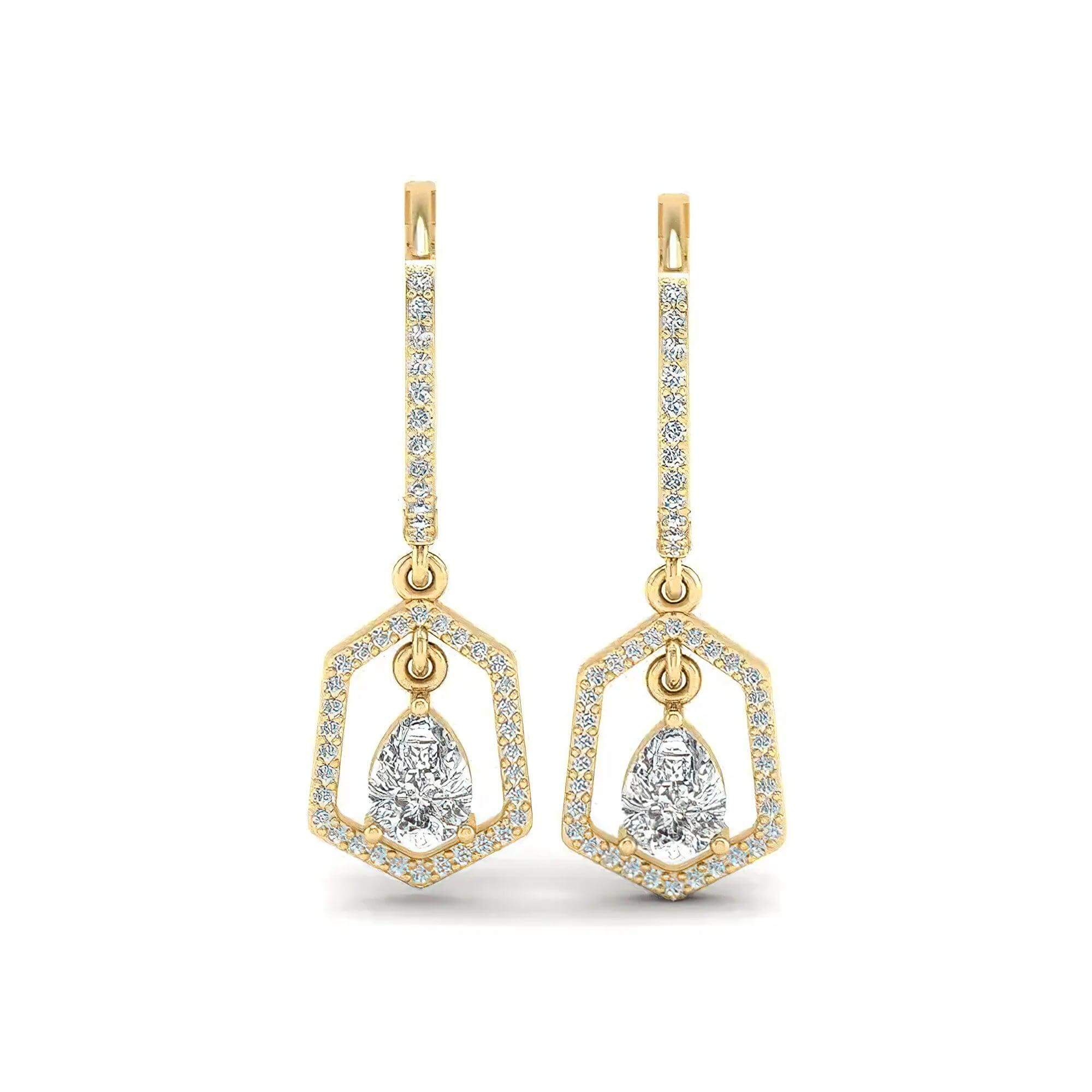 Lab Grown Diamond Pear Drop Earrings – Gold & Platinum - Alymwndw