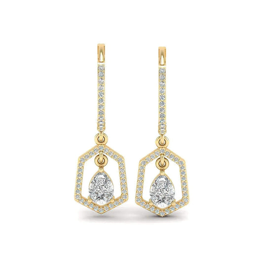 Lab Grown Diamond Pear Drop Earrings – Gold & Platinum - Alymwndw