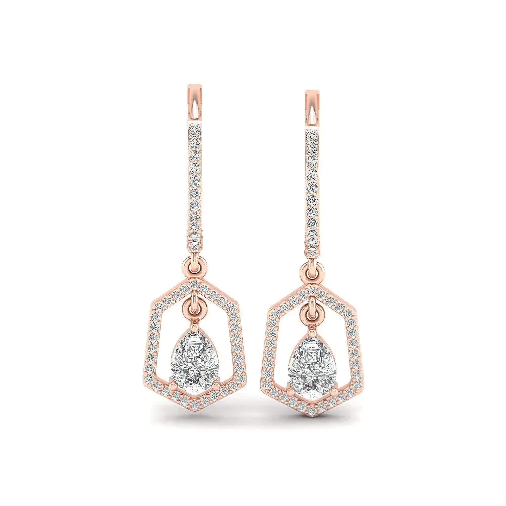 Lab Grown Diamond Pear Drop Earrings – Gold & Platinum - Alymwndw