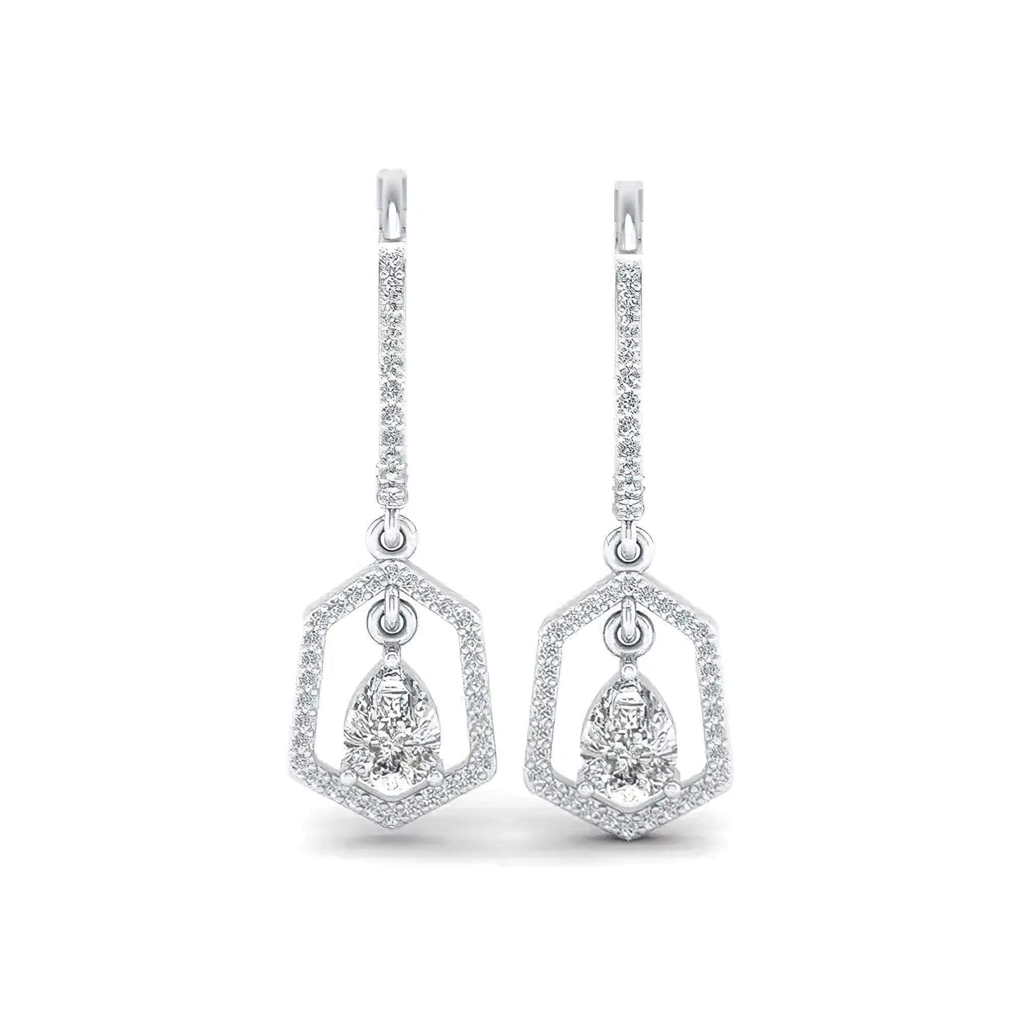 Lab Grown Diamond Pear Drop Earrings – Gold & Platinum - Alymwndw