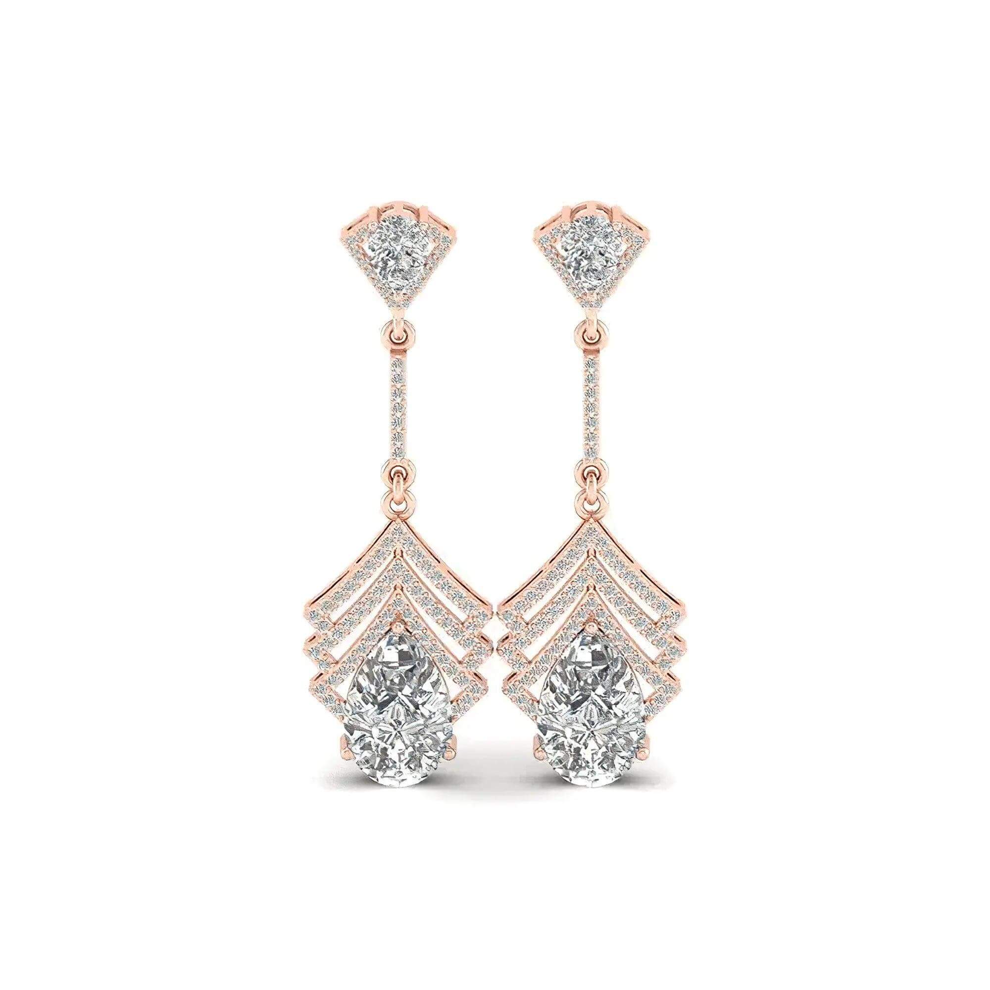 Lab Grown Diamond Pear Drop Earrings – Gold & Platinum (ER115) - Alymwndw