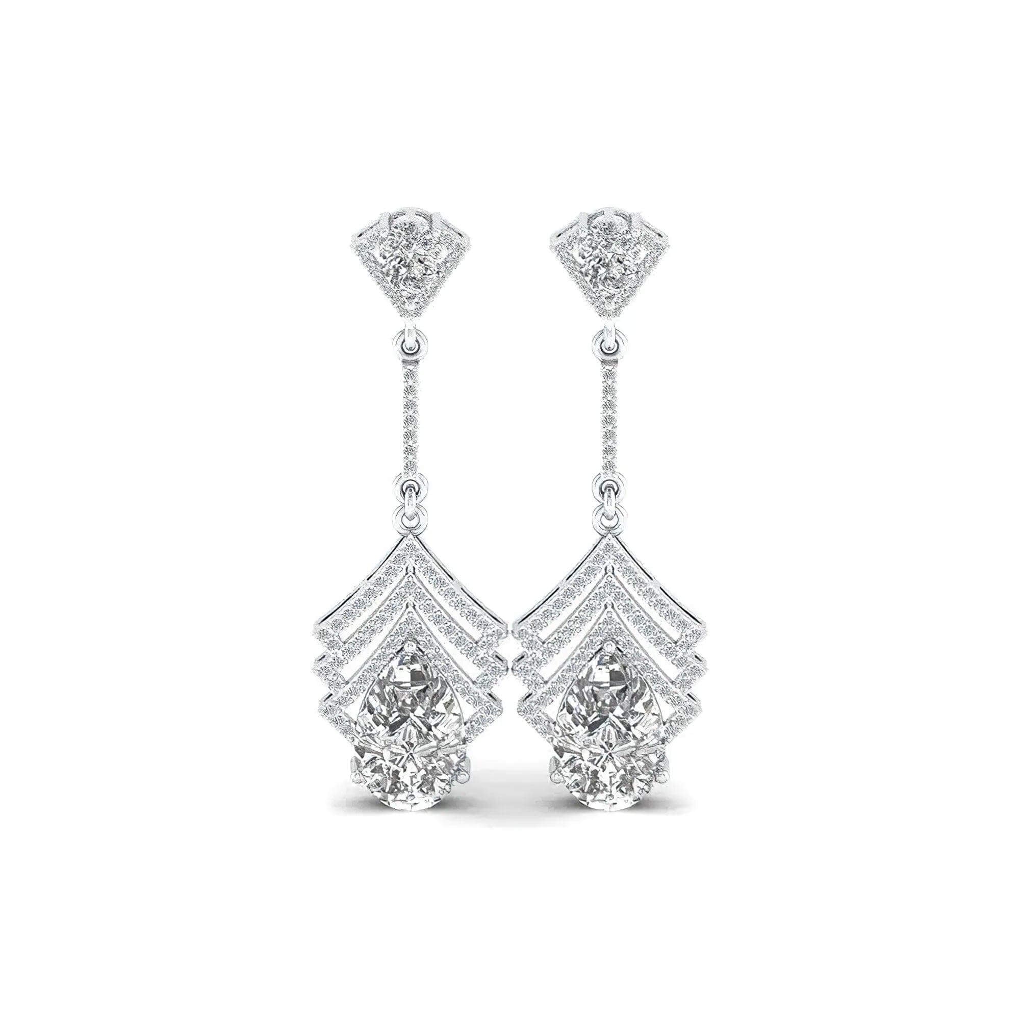 Lab Grown Diamond Pear Drop Earrings – Gold & Platinum (ER115) - Alymwndw