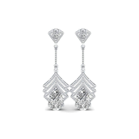 Lab Grown Diamond Pear Drop Earrings – Gold & Platinum (ER115) - Alymwndw