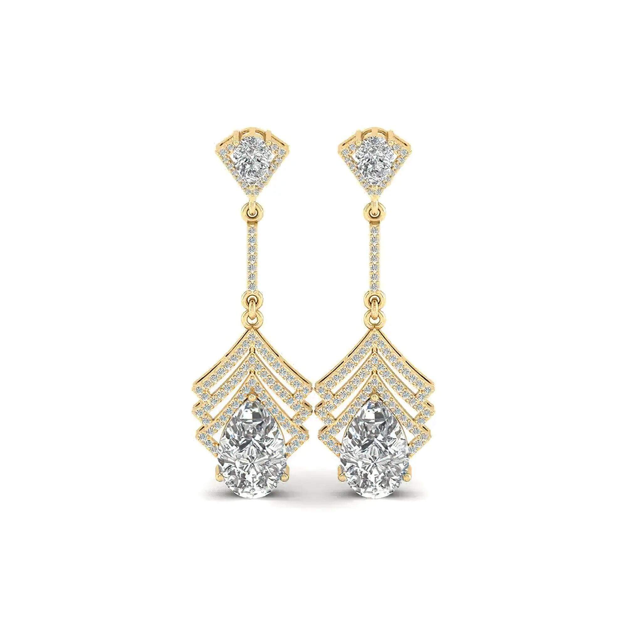 Lab Grown Diamond Pear Drop Earrings – Gold & Platinum (ER115) - Alymwndw