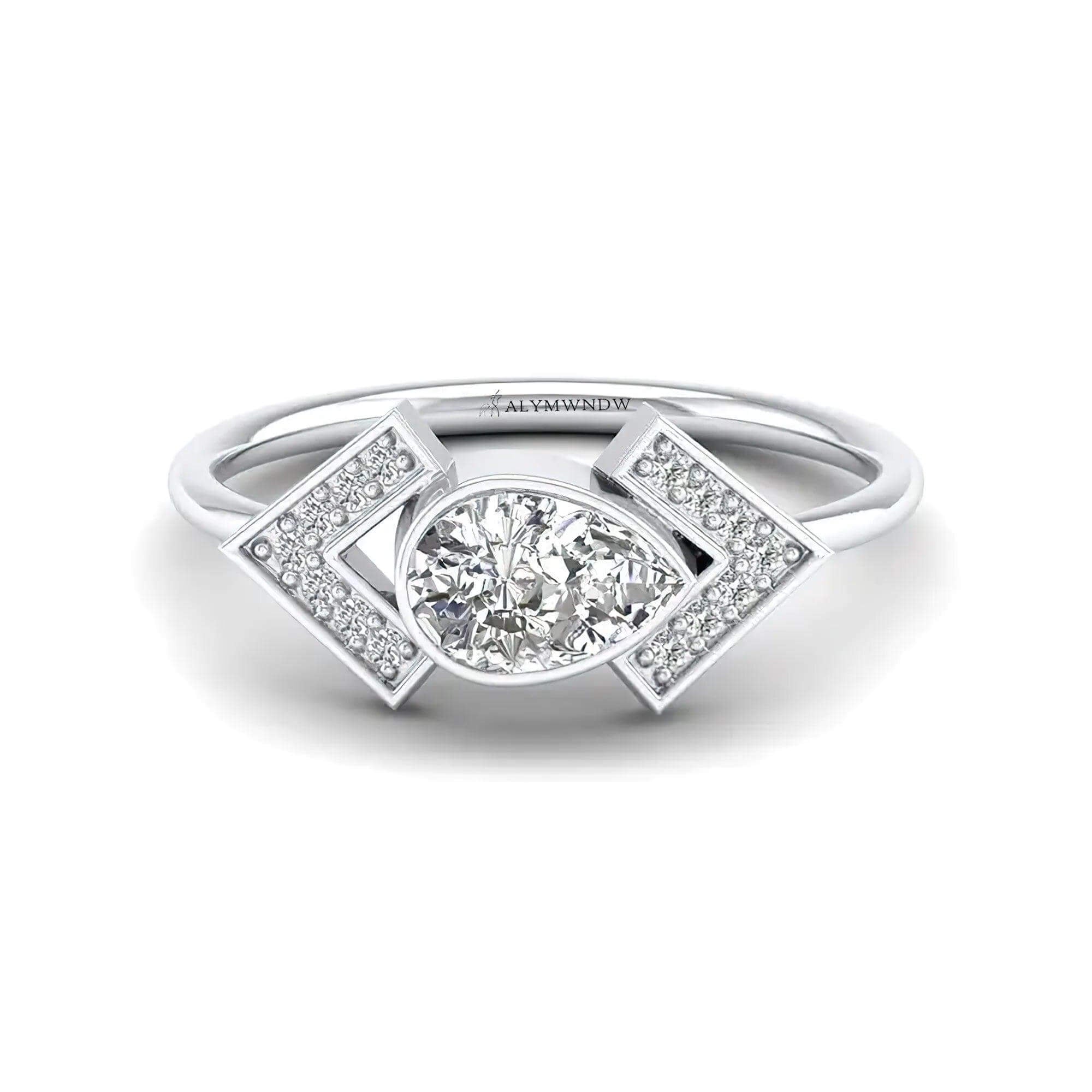 Lab grown diamond ring pear shape diamond - Alymwndw