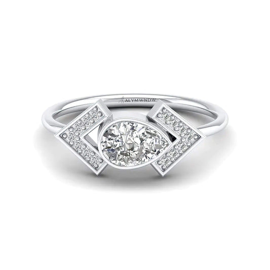 Lab grown diamond ring pear shape diamond - Alymwndw