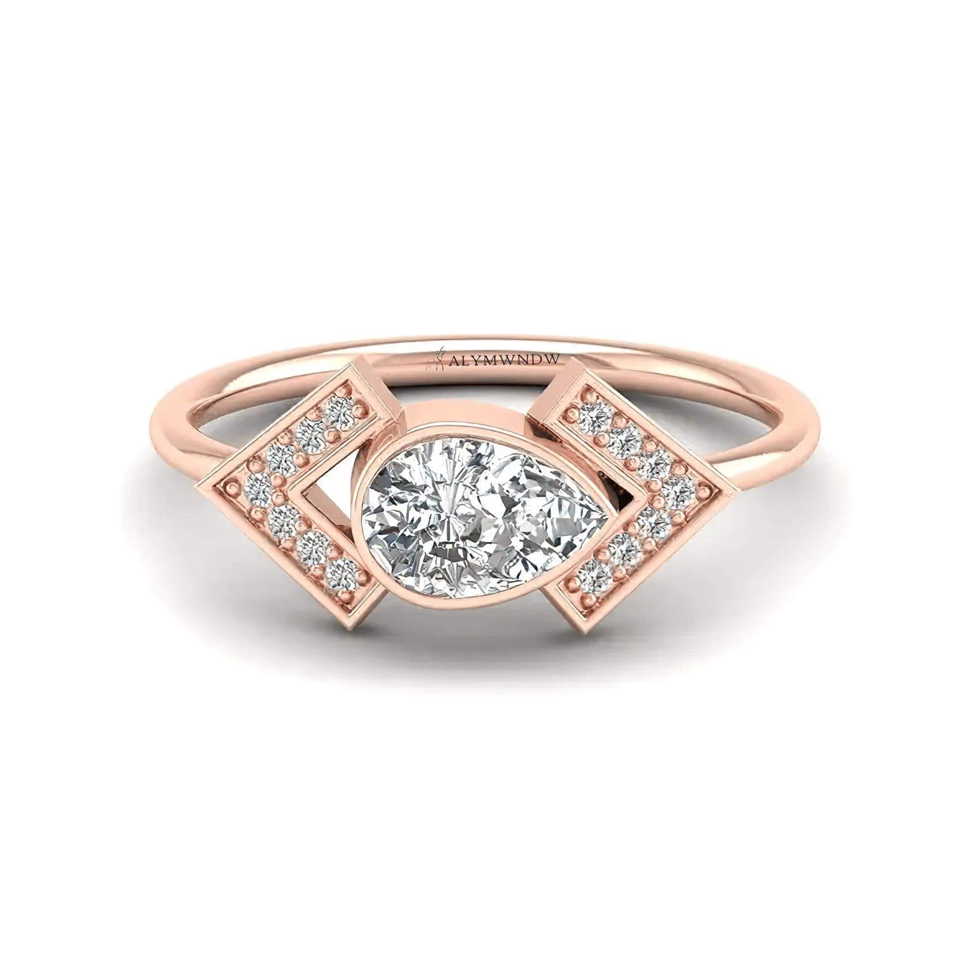 Lab grown diamond ring pear shape diamond - Alymwndw