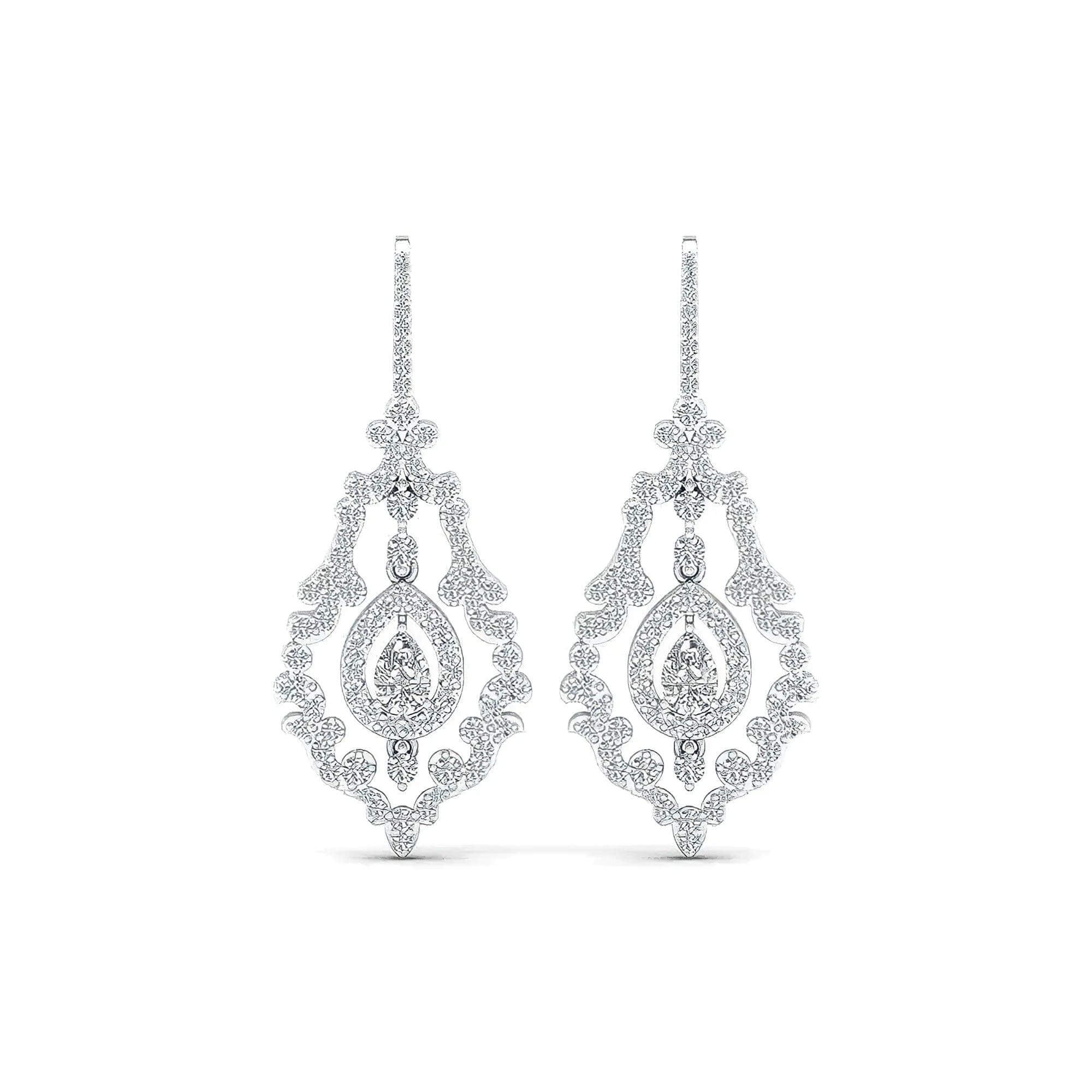 Lab Grown Diamond Vintage Drop Earrings – Gold & Platinum (ER116) - Alymwndw