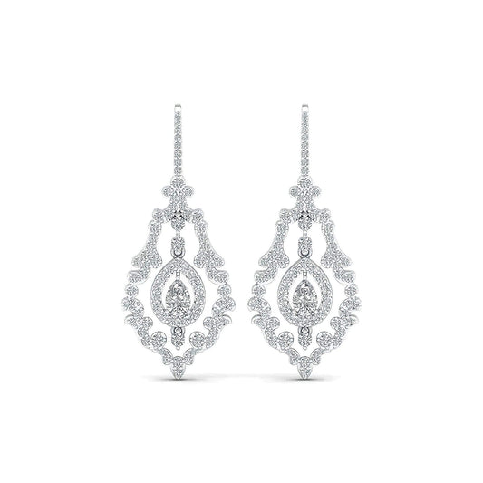 Lab Grown Diamond Vintage Drop Earrings – Gold & Platinum (ER116) - Alymwndw