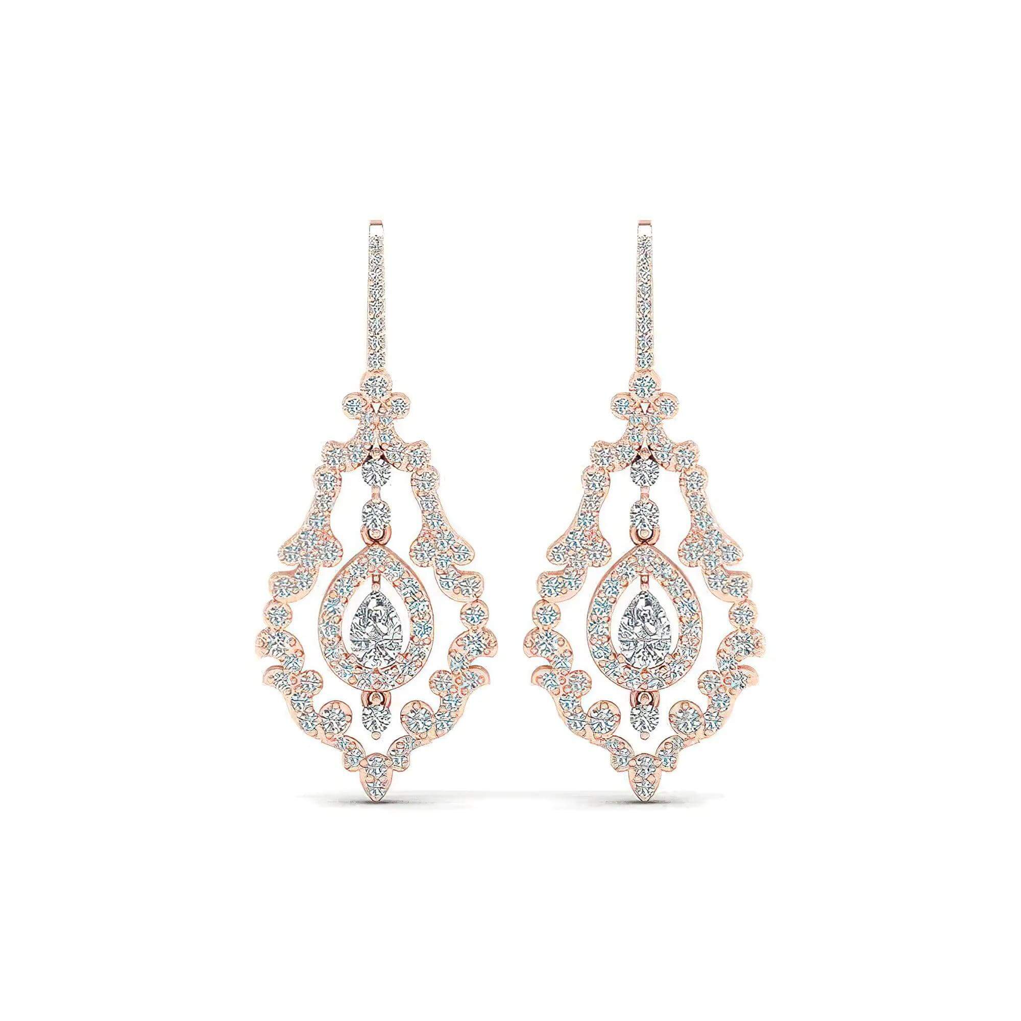 Lab Grown Diamond Vintage Drop Earrings – Gold & Platinum (ER116) - Alymwndw