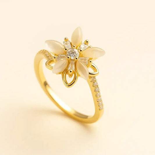 Lotus Bloom 925 Sterling Silver & Gold - Plated Ring - Alymwndw