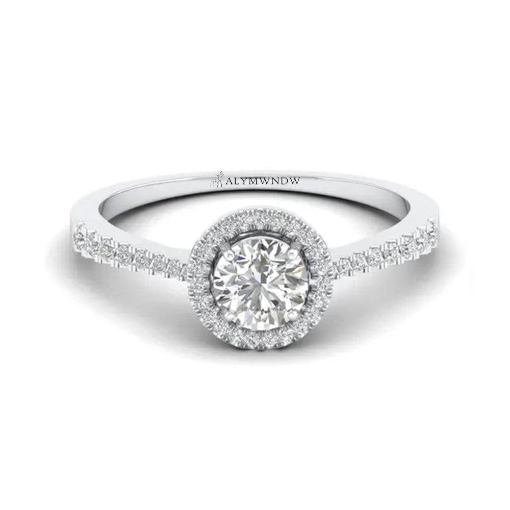 Luxury Halo Lab Diamond Ring – Elegant Engagement Ring - Alymwndw