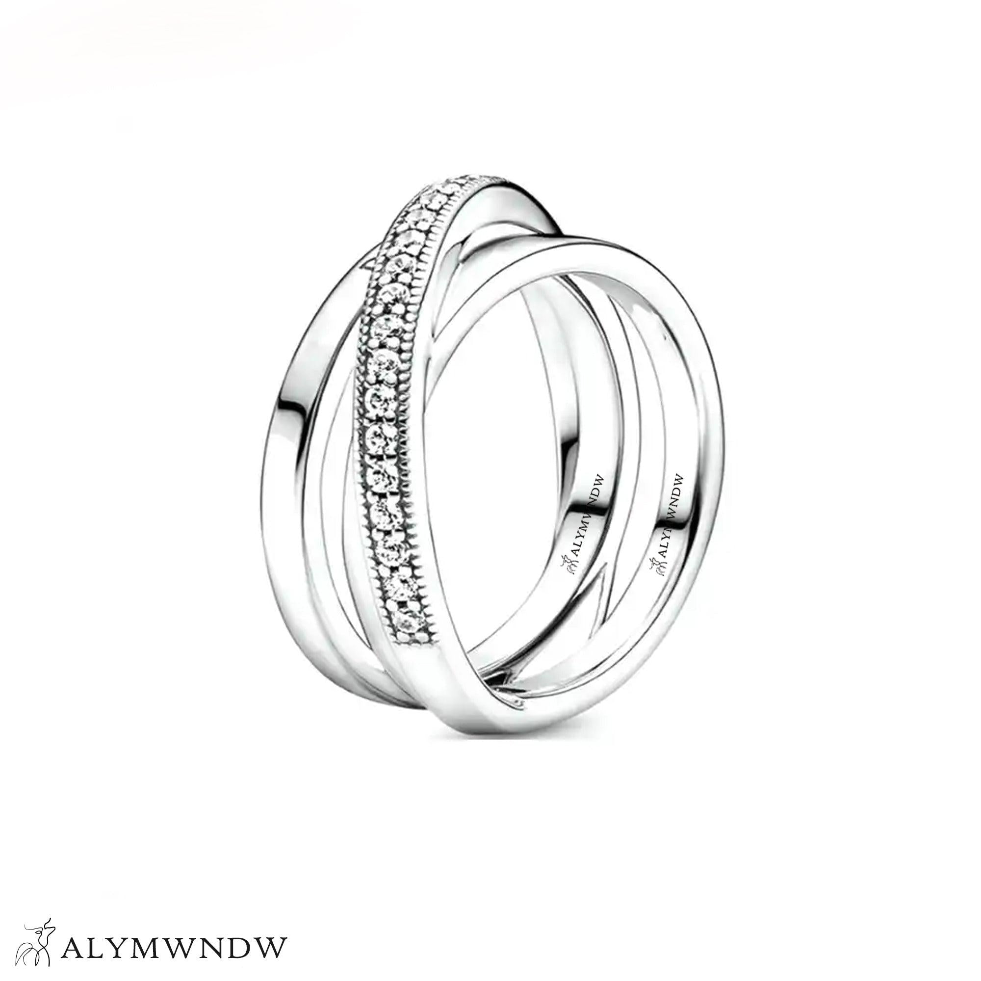 Luxury Multi Band Ring – Gold, Silver & Rose Gold with Sparkle Stones - Alymwndw