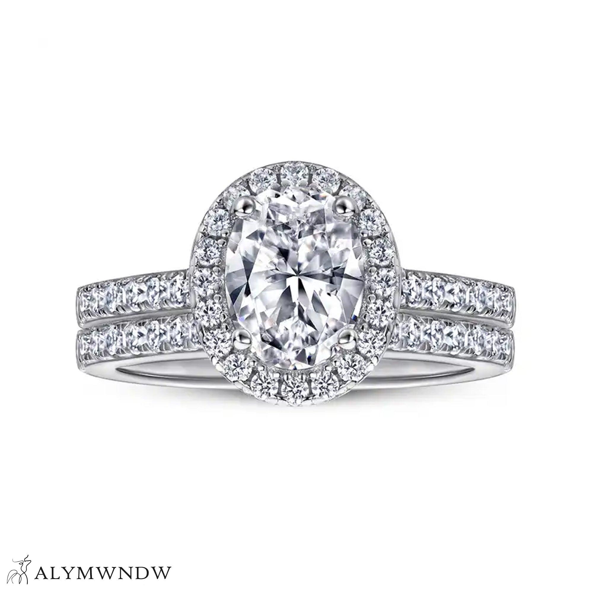 Luxury Oval Diamond Ring Set – Gold, Platinum & Silver - Alymwndw