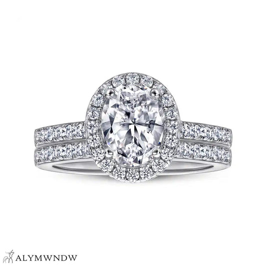 Luxury Oval Diamond Ring Set – Gold, Platinum & Silver - Alymwndw
