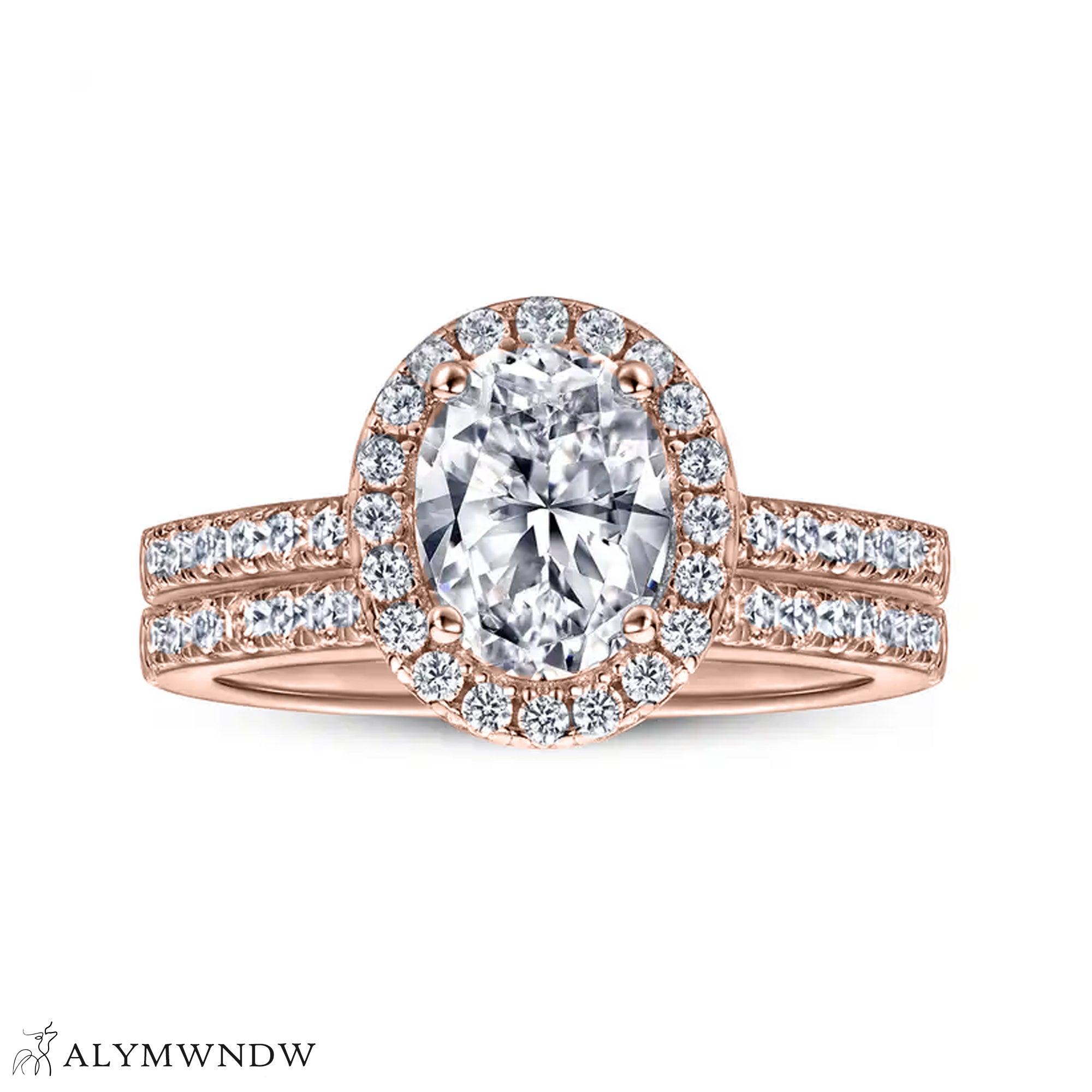 Luxury Oval Diamond Ring Set – Gold, Platinum & Silver - Alymwndw