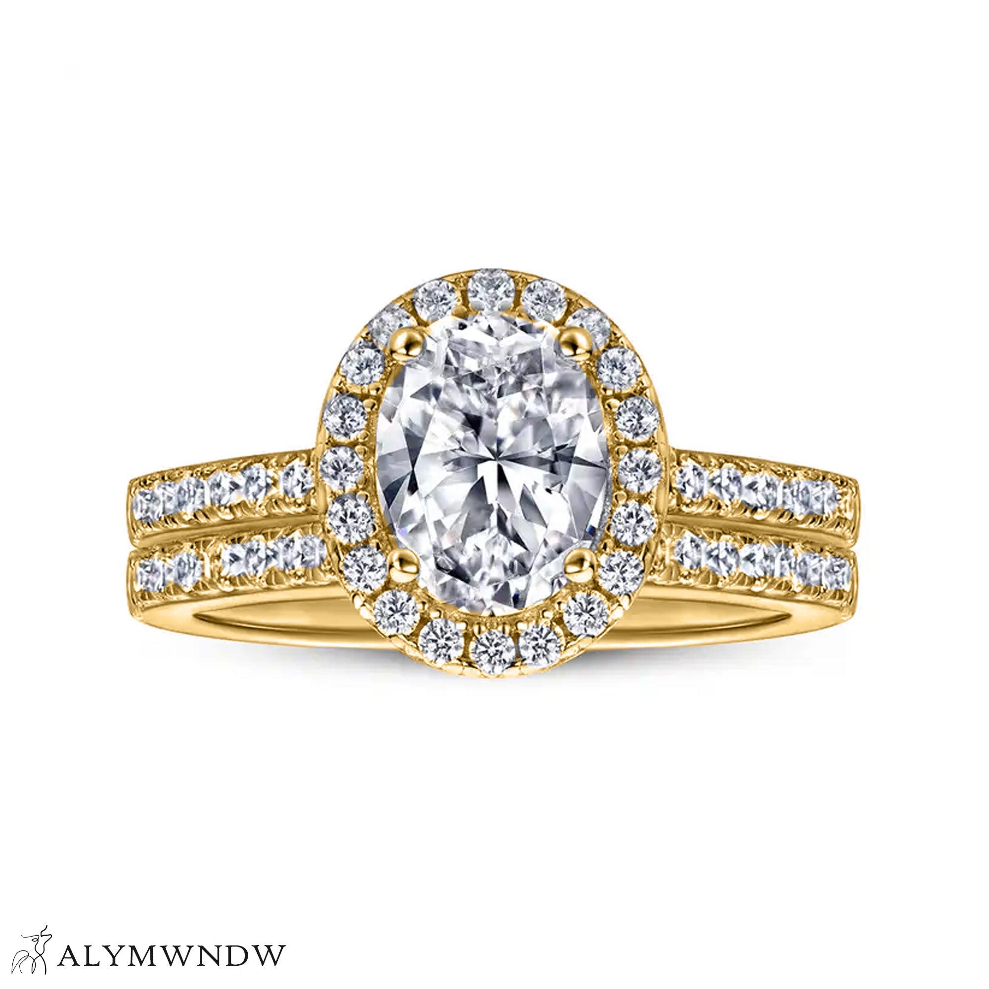 Luxury Oval Diamond Ring Set – Gold, Platinum & Silver - Alymwndw