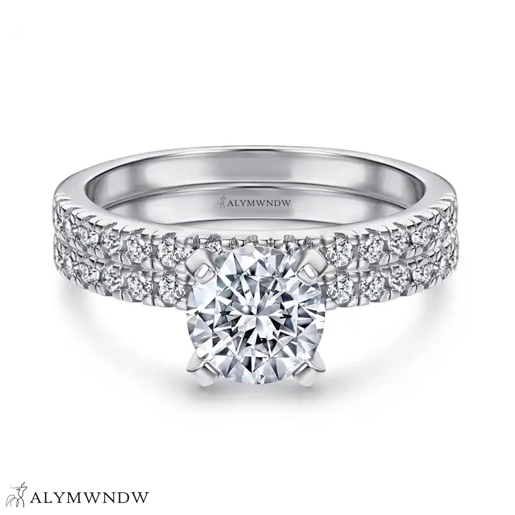 Luxury Round Engagement Ring Set – Gold, Platinum & Silver - Alymwndw
