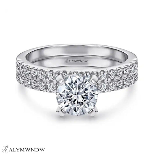 Luxury Round Engagement Ring Set – Gold, Platinum & Silver - Alymwndw