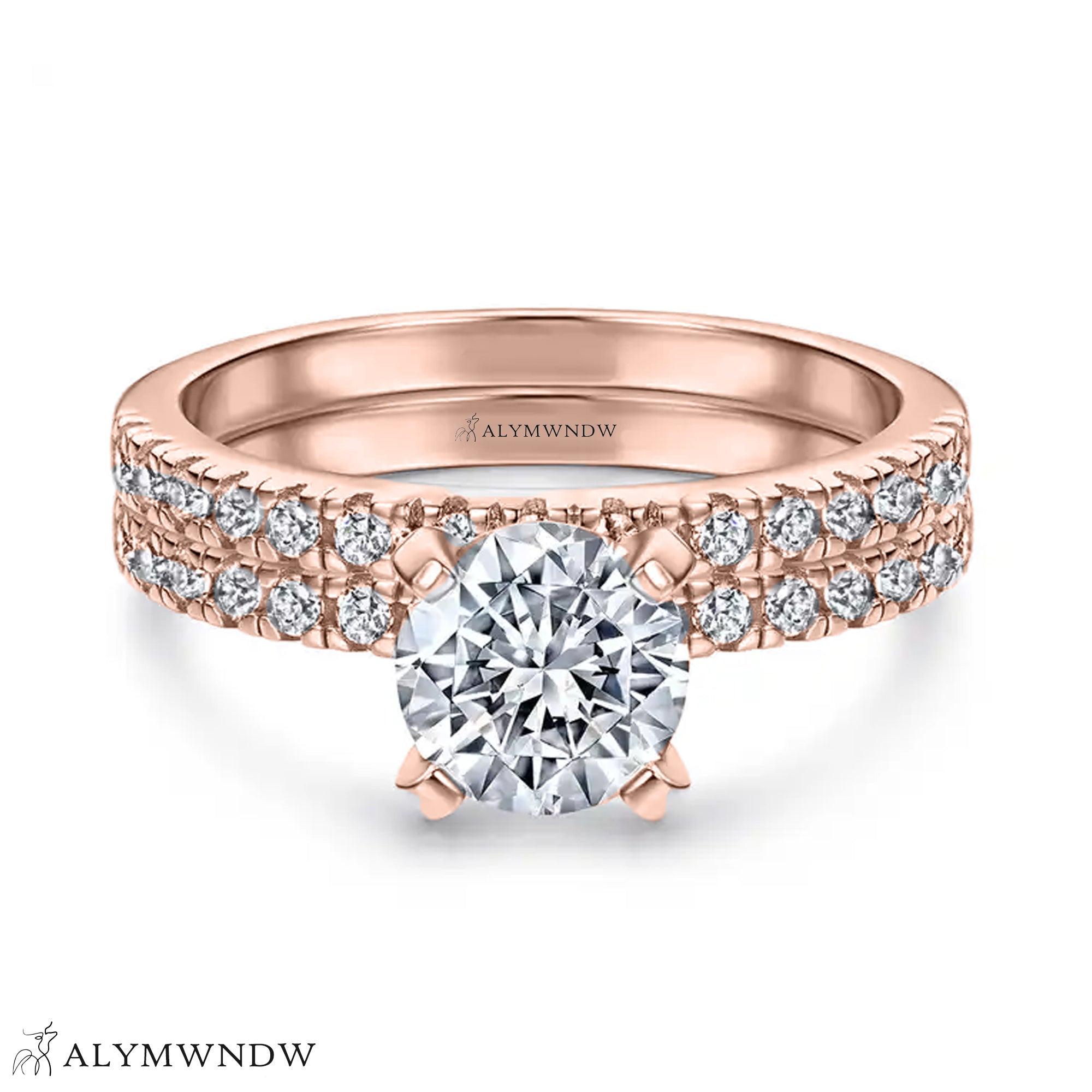 Luxury Round Engagement Ring Set – Gold, Platinum & Silver - Alymwndw