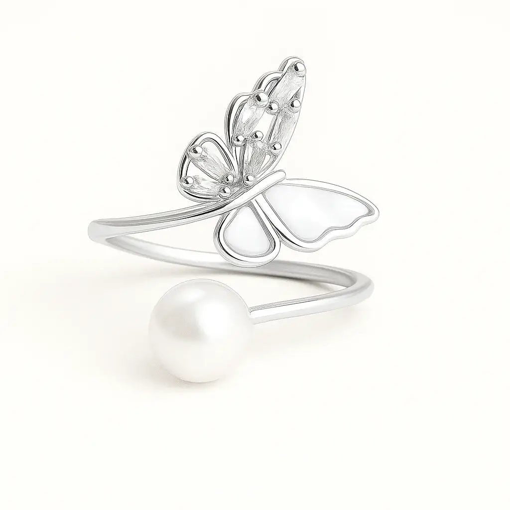 Metamorphosis Pearl 925 Sterling Silver & Gold - Plated Ring - Alymwndw