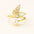 Metamorphosis pearl silver ring featuring a butterfly design and a lustrous pearl, crafted in gold-plated finish.