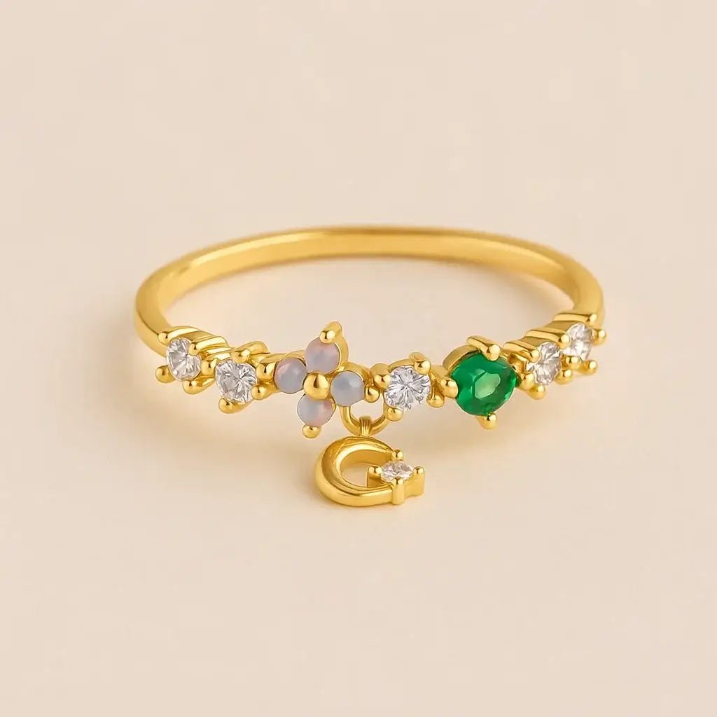 Moon Blossom – 925 Silver Open Ring - Alymwndw