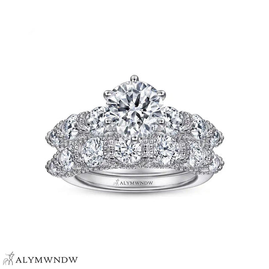 Multi Stone Diamond Ring Set – Gold, Platinum & Silver - Alymwndw