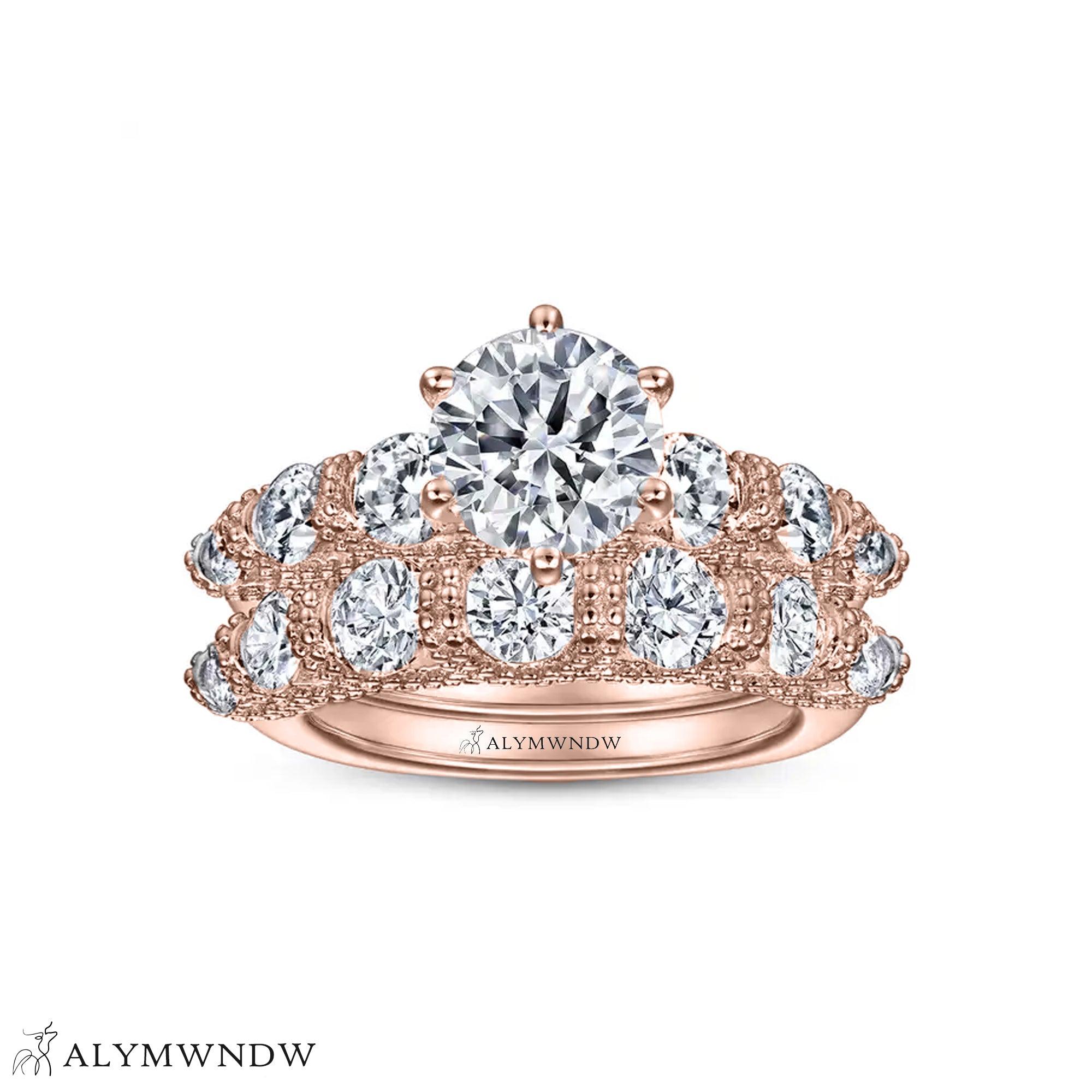 Multi Stone Diamond Ring Set – Gold, Platinum & Silver - Alymwndw