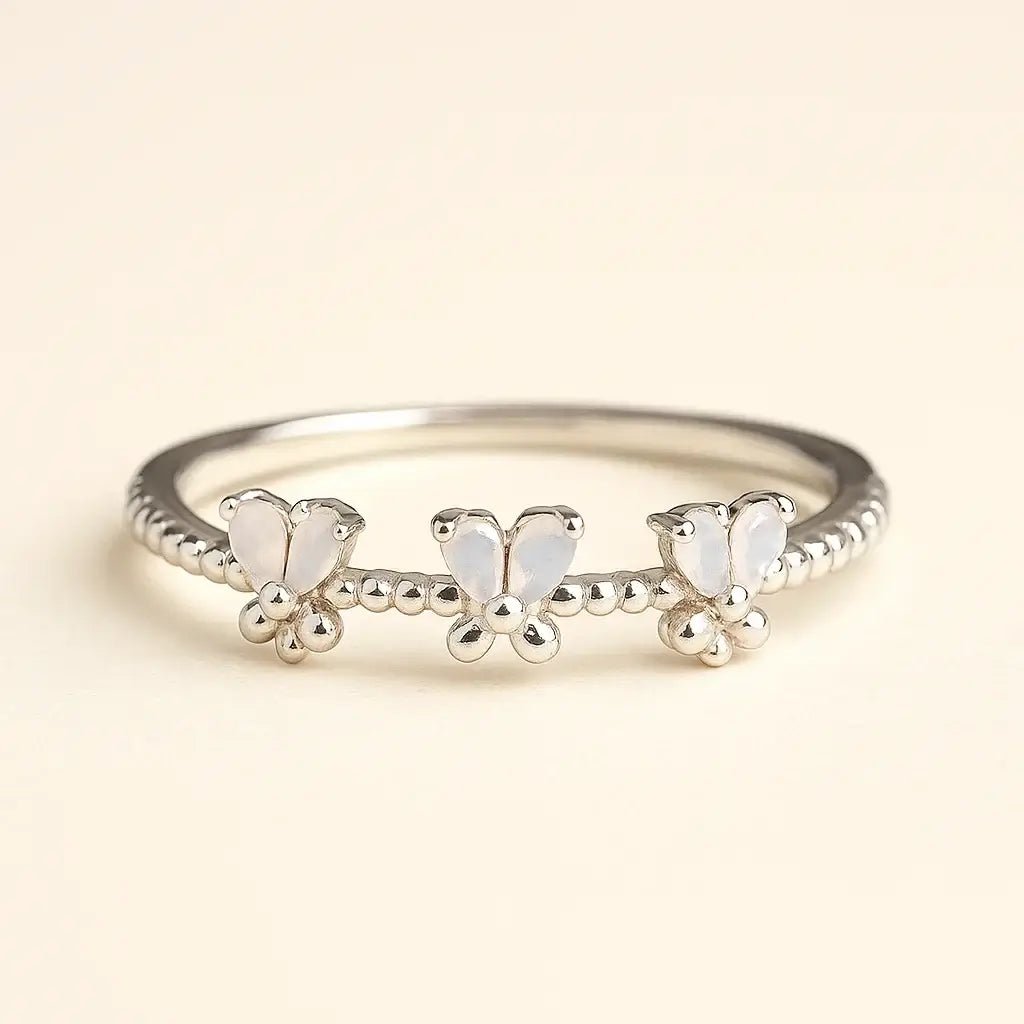 Opaline Butterfly Ring - 925 Sterling Silver Ring - Alymwndw