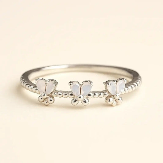 Opaline Butterfly Ring - 925 Sterling Silver Ring - Alymwndw