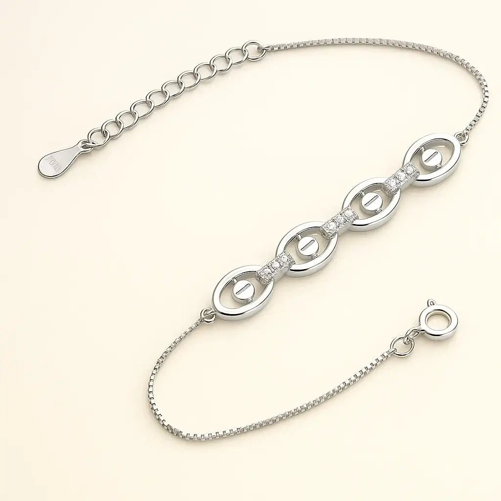 Orbit Sparkle Gold - Plated 925 Sterling Silver Bracelet - Alymwndw