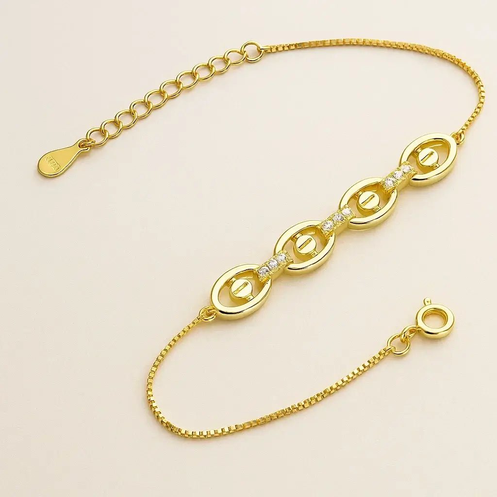 Orbit Sparkle Gold - Plated 925 Sterling Silver Bracelet - Alymwndw