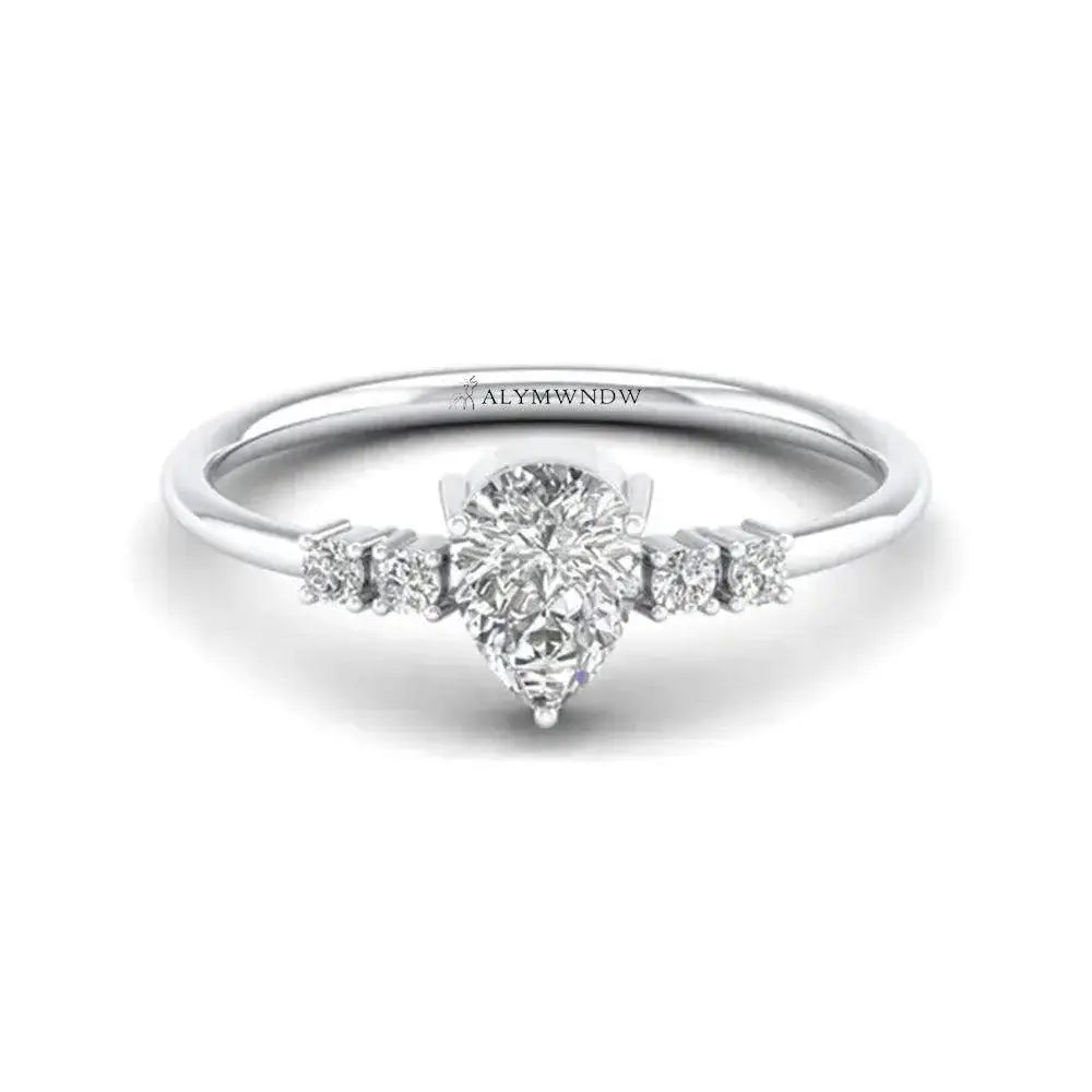 Pear Shape Lab Grown Diamond Ring | Alymwndw Jewellery - Alymwndw