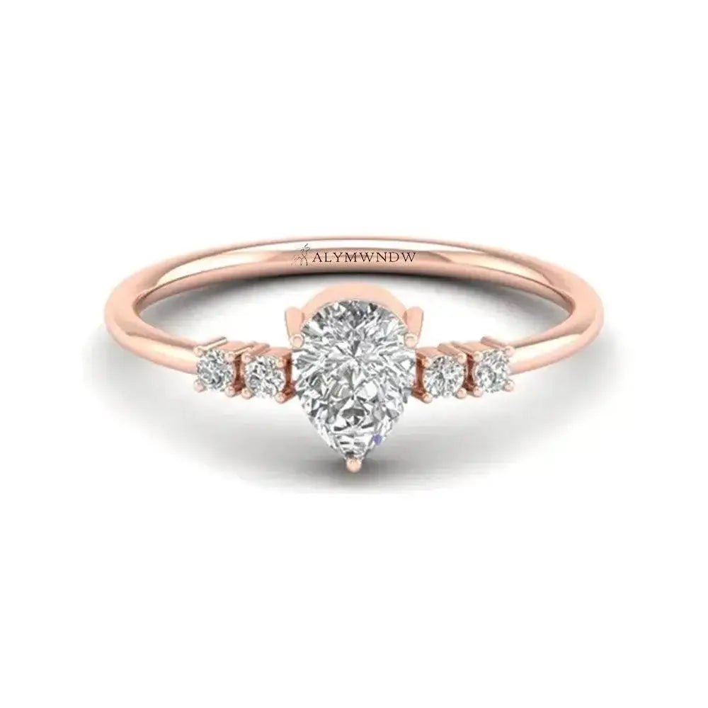 Pear Shape Lab Grown Diamond Ring | Alymwndw Jewellery - Alymwndw