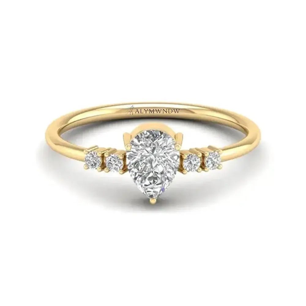 Pear Shape Lab Grown Diamond Ring | Alymwndw Jewellery - Alymwndw