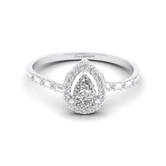 Pear Shape Lab Grown Diamond Ring with Side Stones | Alymwndw Jewellery - Alymwndw