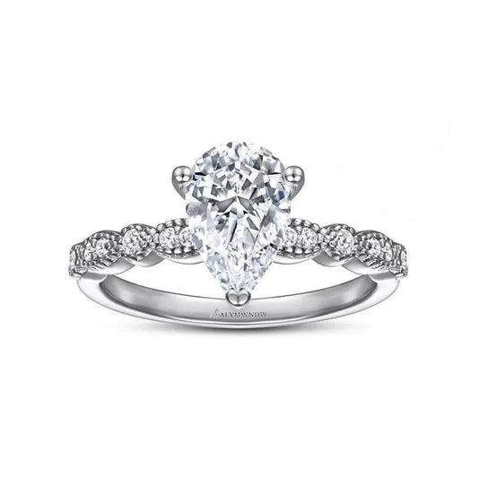 Pear Shape Lab Grown Diamond Ring with Side Stones | Alymwndw Jewellery - Alymwndw