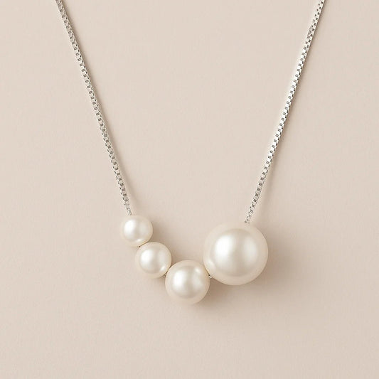 Pearl Harmony – Freshwater Pearl Necklace in 925 Silver - Alymwndw