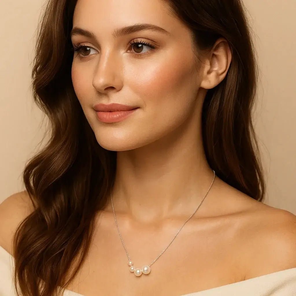 Pearl Harmony – Freshwater Pearl Necklace in 925 Silver - Alymwndw