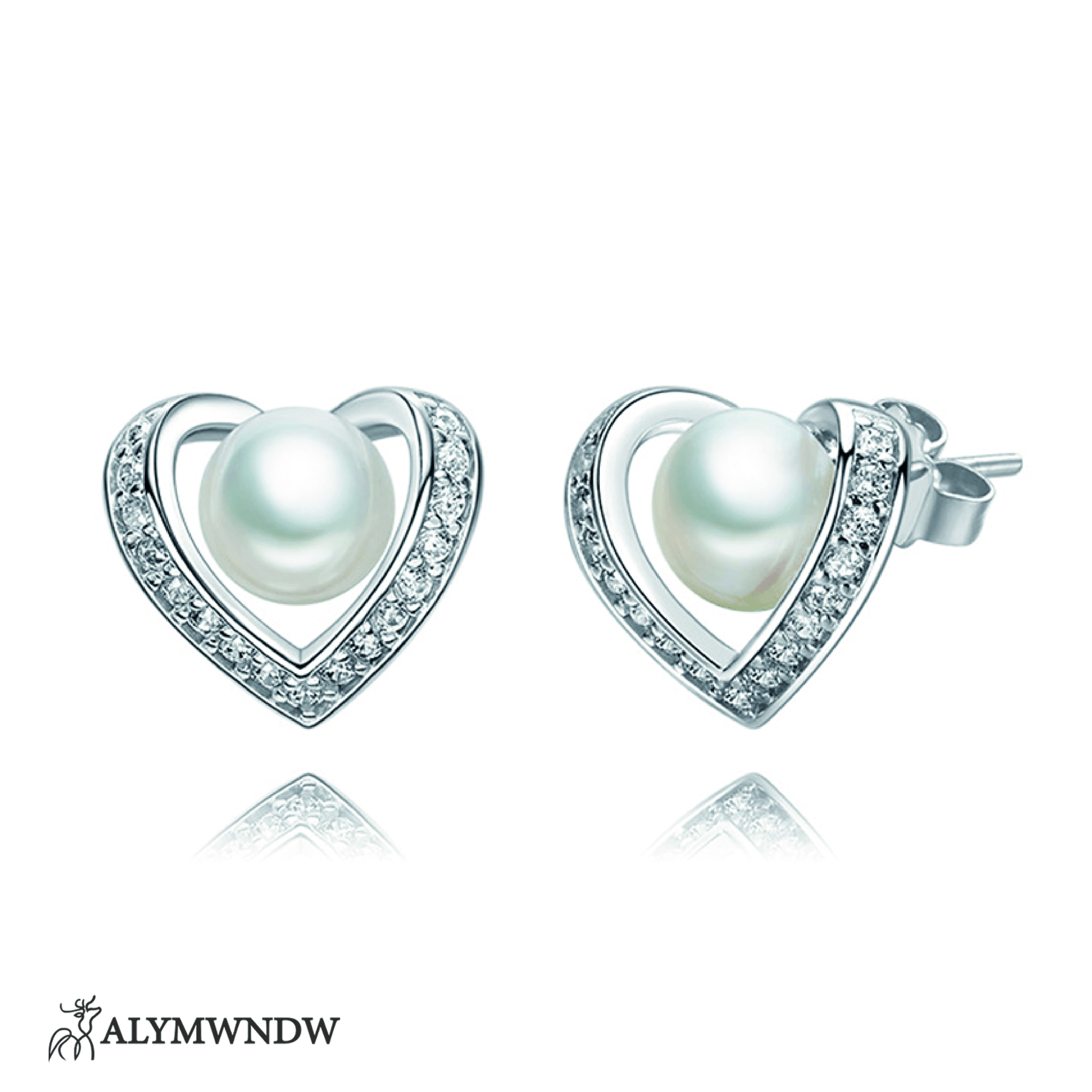 Pearl Heart Earring - Alymwndw