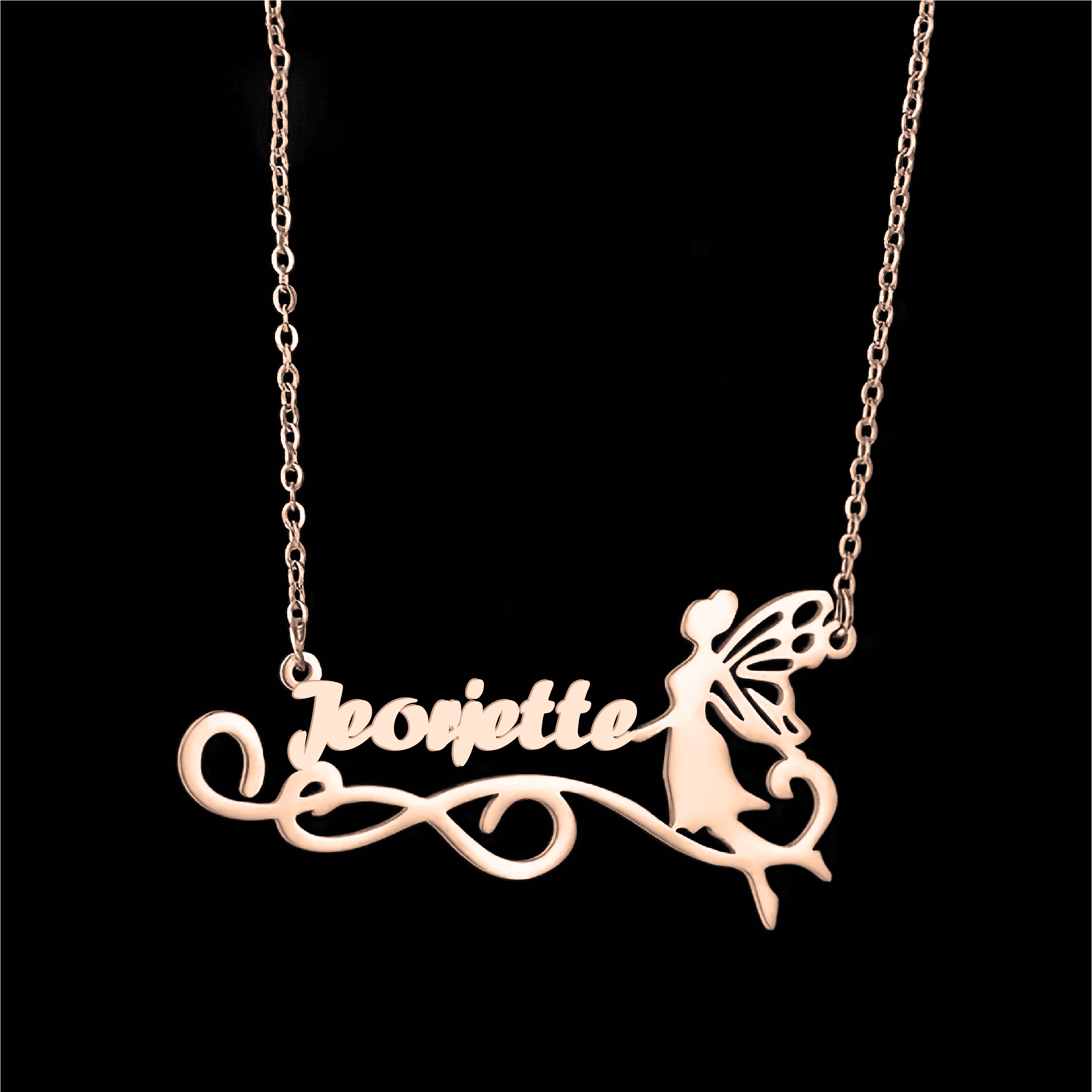 Personalized Name Necklace with Fairy in Gold (18K/21K/22K) – Custom Name Jewelry - Alymwndw