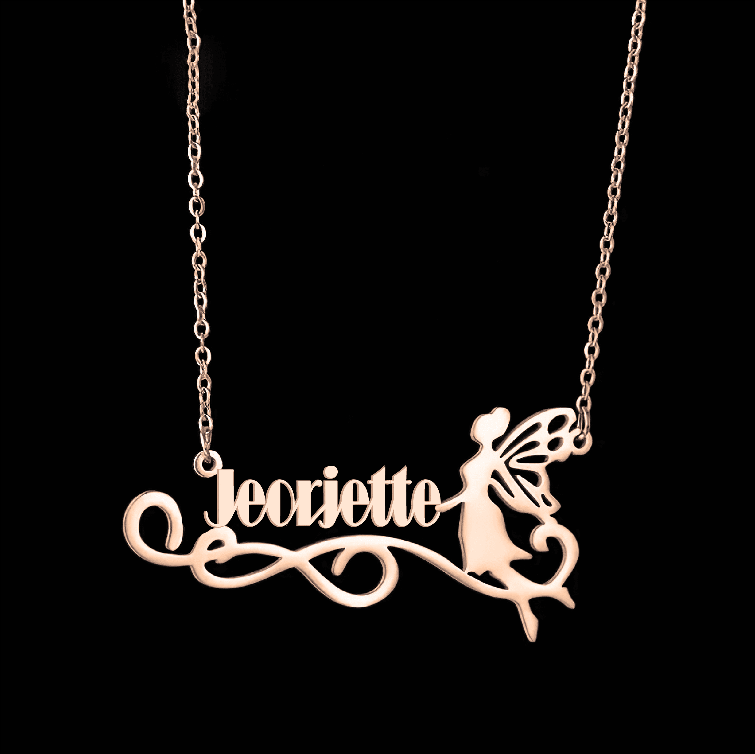 Personalized Name Necklace with Fairy in Gold (18K/21K/22K) – Custom Name Jewelry - Alymwndw