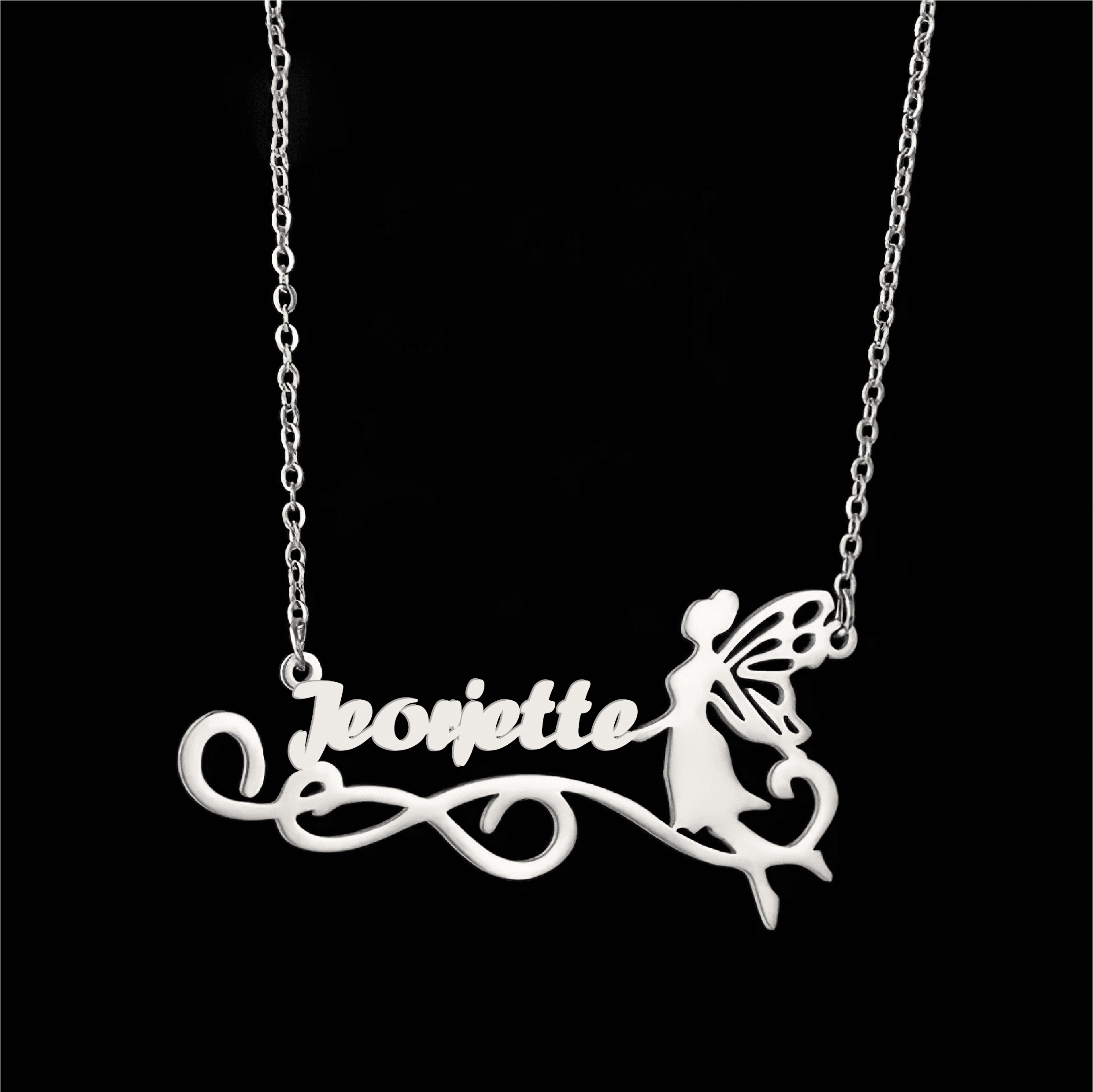 Personalized Name Necklace with Fairy in Gold (18K/21K/22K) – Custom Name Jewelry - Alymwndw