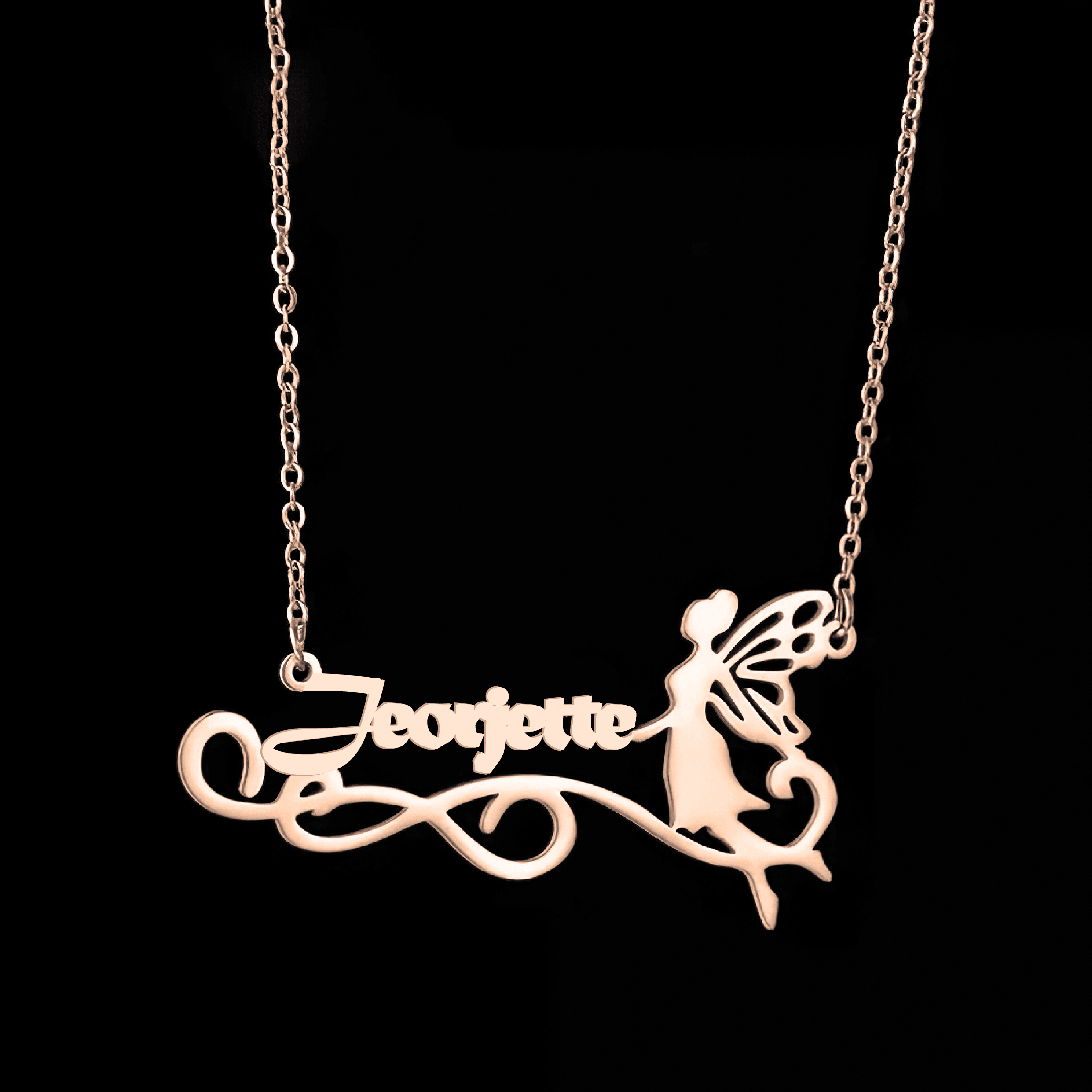 Personalized Name Necklace with Fairy in Gold (18K/21K/22K) – Custom Name Jewelry - Alymwndw