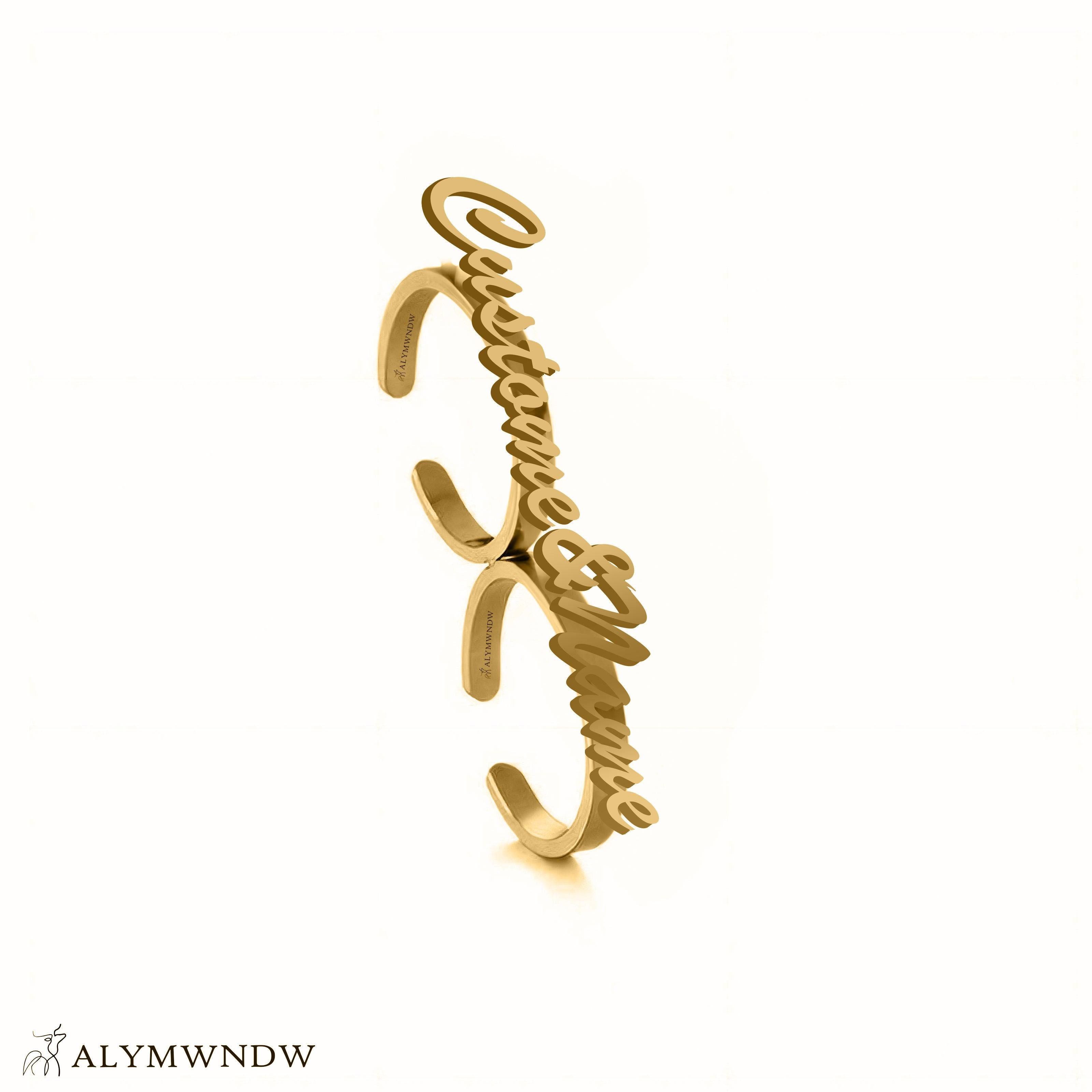 Personalized Name Ring in Gold (18K/21K/22K) – Custom Name Design - Alymwndw