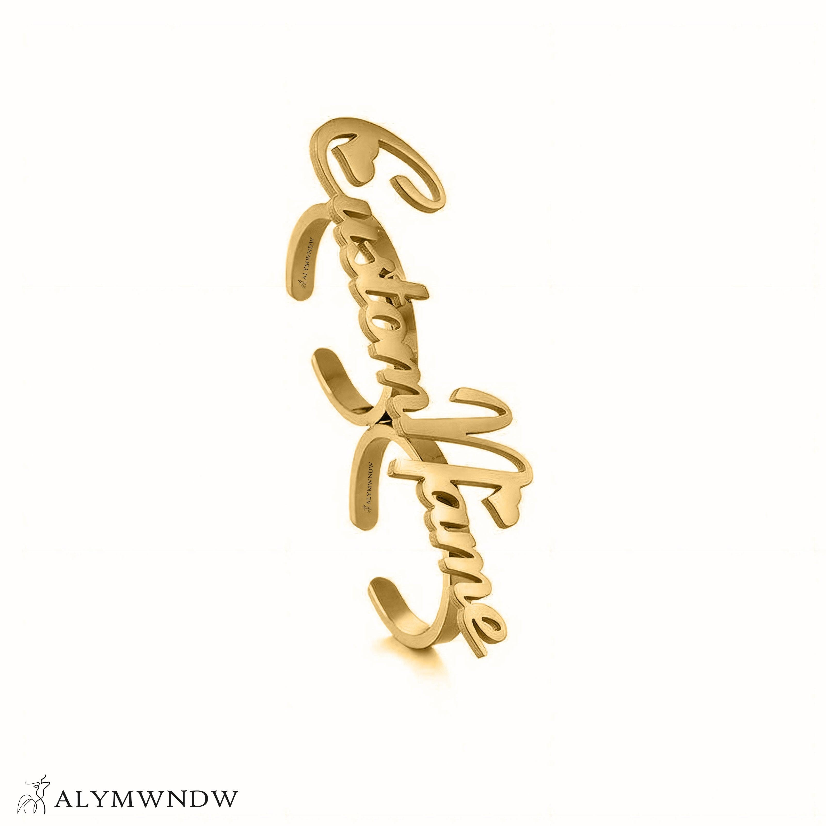 Personalized Name Ring in Gold (18K/21K/22K) – Custom Name Design - Alymwndw