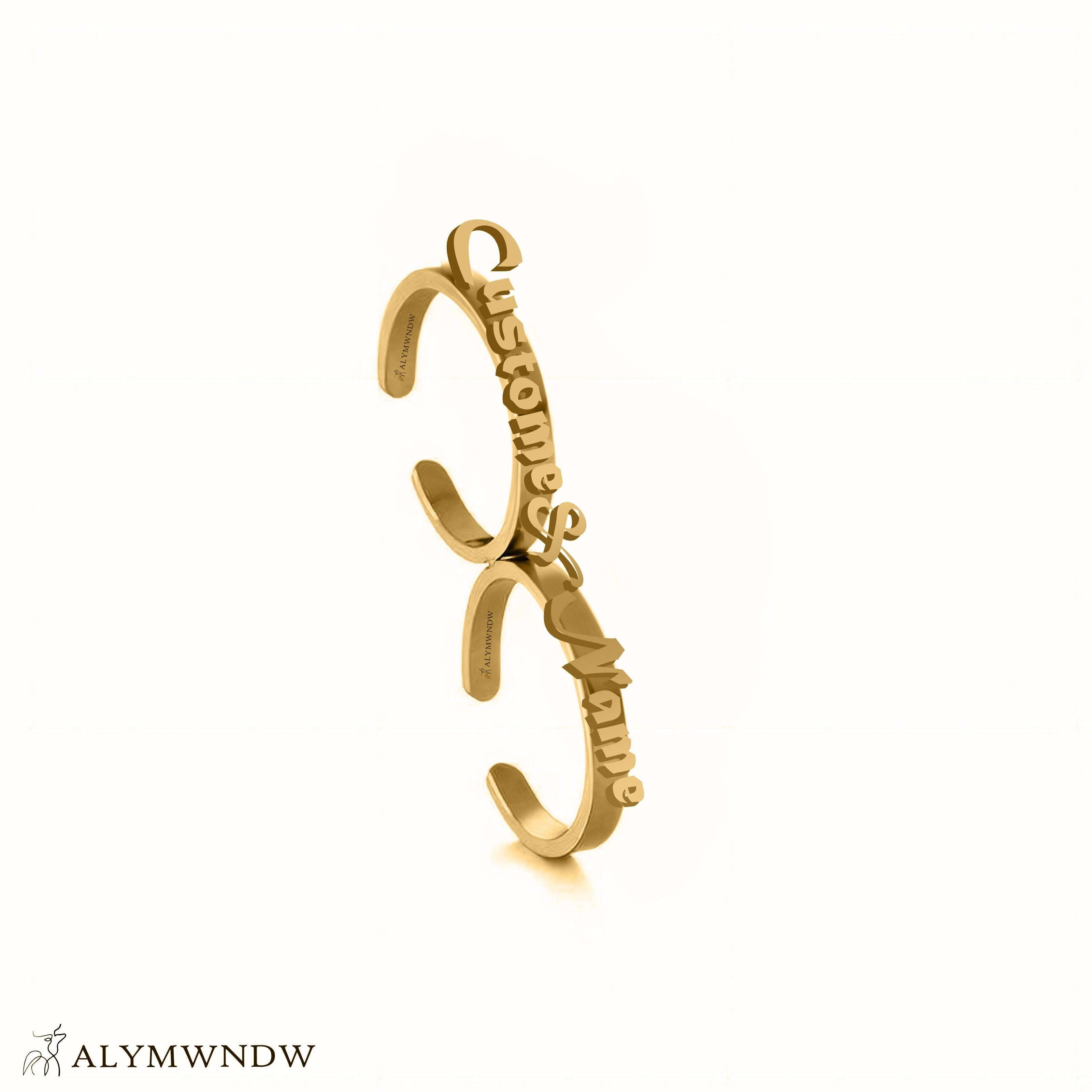 Personalized Name Ring in Gold (18K/21K/22K) – Custom Name Design - Alymwndw