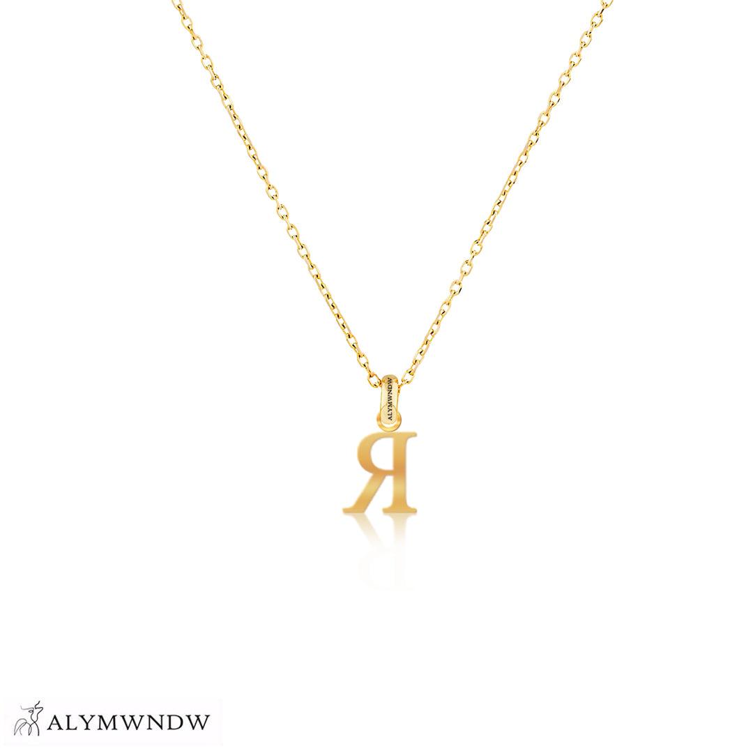 Personalized Russian Letter Gold Necklace (18K / 21K / 22K) - Alymwndw