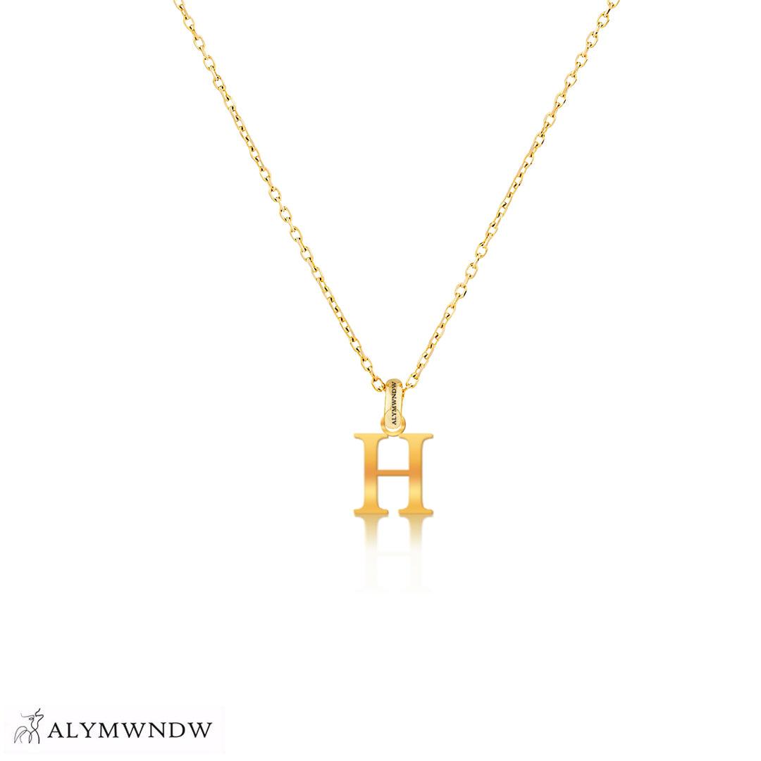 Personalized Russian Letter Gold Necklace (18K / 21K / 22K) - Alymwndw